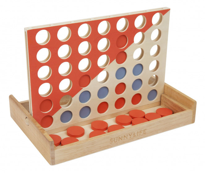 spel vier-op-een-rij 15 x 24 cm hout 43-delig