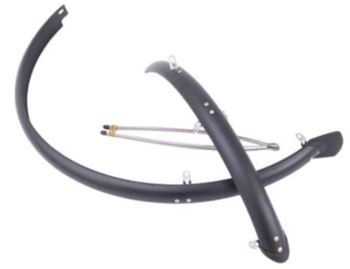 Spatbordset 28" 45 mm kunststof compleet met stangenset - mat zwart