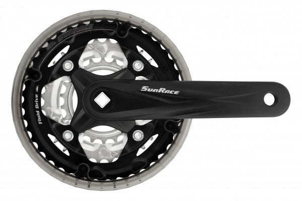 Crankstel  42-32-22T SunRace FCM600 voor 3/32" ketting 170mm - voor vierkante as - zwart