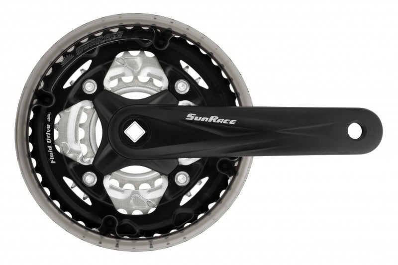 Crankstel  42-32-22T SunRace FCM600 voor 3/32" ketting 170mm - voor vierkante as - zwart