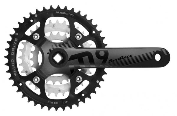 Crankstel 3 x 9 speed SunRace FCM914 met 175mm crankarm 44-32-22T voor  vierkante as - aluminium -