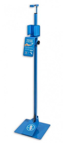 desinfectiezuil met voetpaneel 112 cm staal blauw