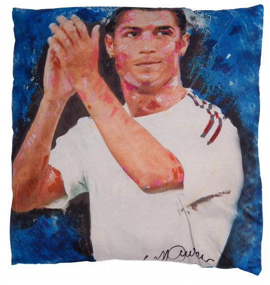 kussen Cristiano Ronaldo 40 x 40 cm polyester blauw