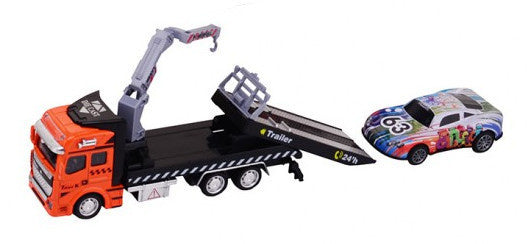 sleepwagen jongens die-cast oranje/zwart 2-delig