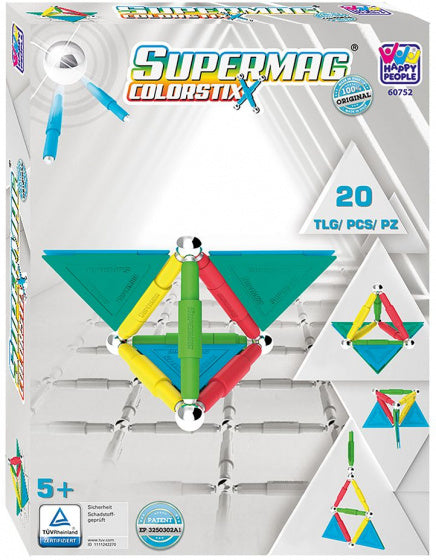 magneetspeelgoed Colorstix staal rood/geel 20-delig