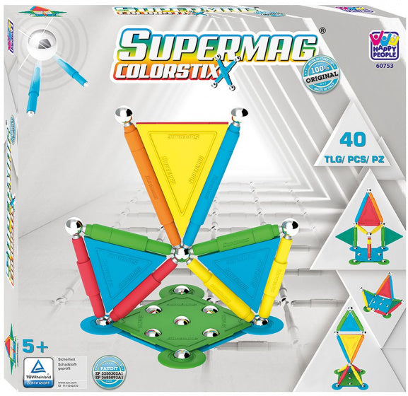 magneetspeelgoed Colorstix staal rood/geel 40-delig