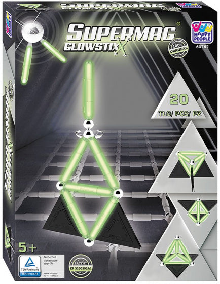 magneetspeelgoed Glowstix staal zwart/groen 20-delig