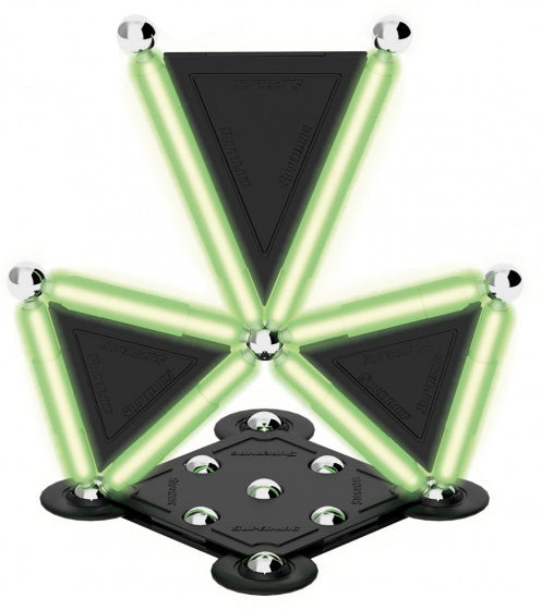 magneetspeelgoed Glowstix staal zwart/groen 40-delig