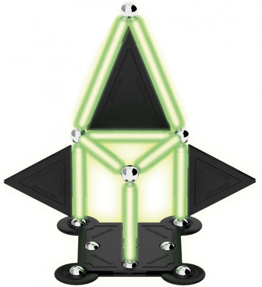 magneetspeelgoed Glowstix staal zwart/groen 40-delig