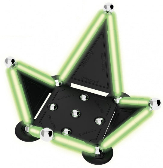 magneetspeelgoed Glowstix staal zwart/groen 40-delig