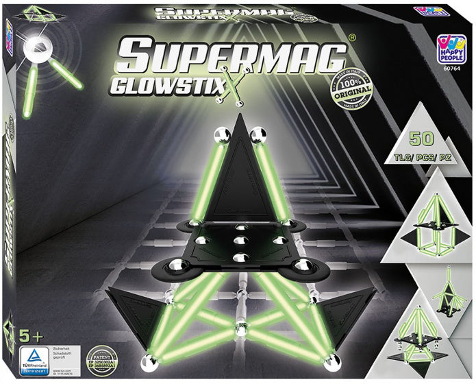 magneetspeelgoed Glowstix staal zwart/groen 50-delig