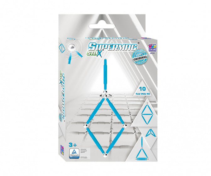 magneetspeelgoed Stix junior staal blauw 10-delig
