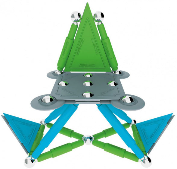 magneetspeelgoed Stix staal groen/blauw 50-delig
