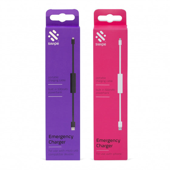 USB-oplaadkabel met 500 mAh powerbank 28 cm wit