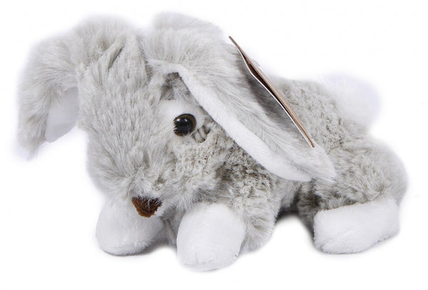 knuffel konijn liggend 14 cm pluche grijs/wit