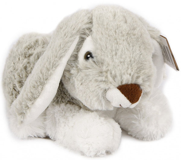 knuffel konijn liggend pluche 20 cm grijs/wit