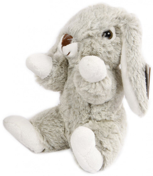 knuffel konijn zitttend pluche 20 cm grijs/wit