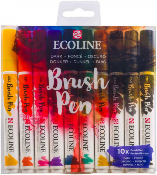 brushpennen Ecoline donkere kleuren 10 stuks