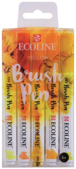 brushpennen Ecoline geel 5 stuks