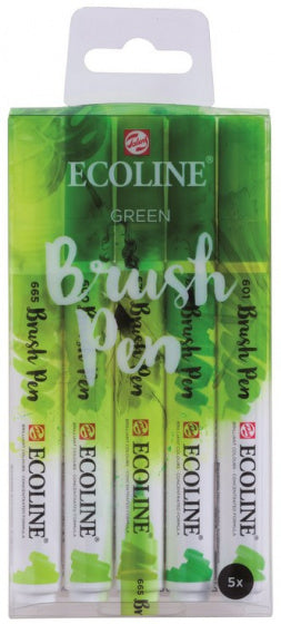 Brush Pens Ecoline 5 stuks - Groen - Knutselset Kleuren Ecoline