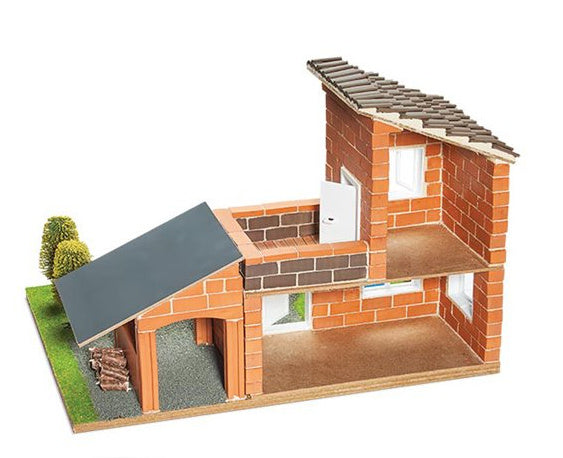 bouwdoos villa met garage steen bruin 330-delig