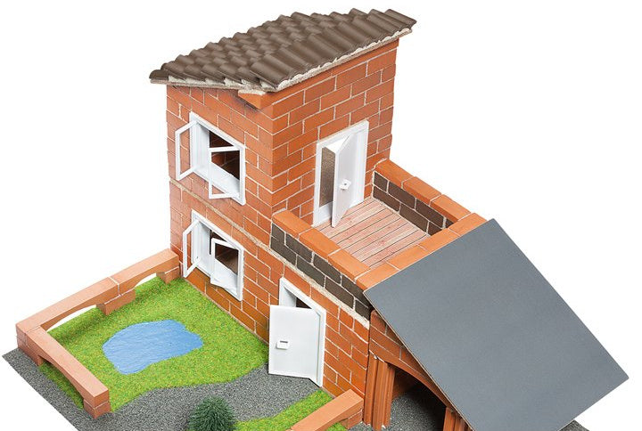 bouwdoos villa met garage steen bruin 330-delig