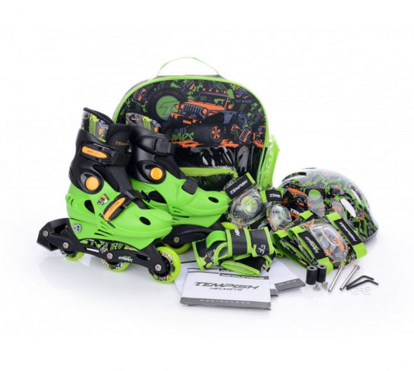 inline skateset Racer hardboot groen maat 30-33