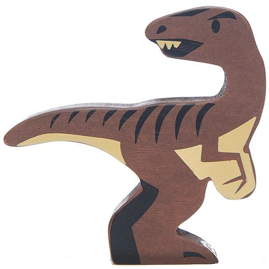 dinosaurus velociraptor 8 cm hout bruin