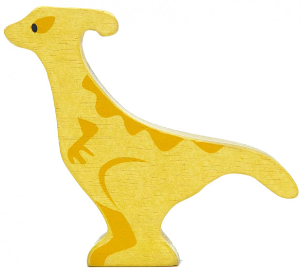 dino parasaurolophus 15 cm hout geel
