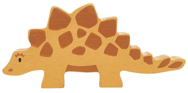 dino stegosaurus 13 cm hout oranje