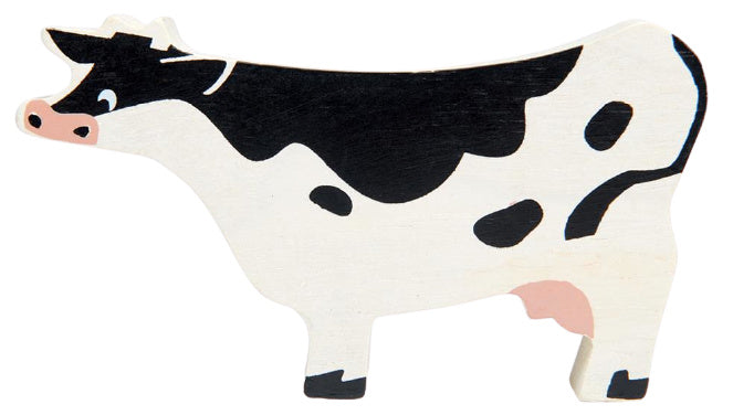 koe junior 10 cm hout zwart/wit