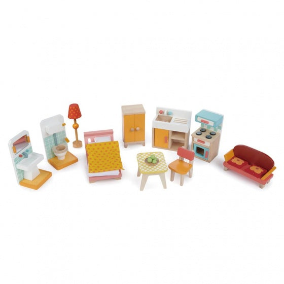 poppenhuis villa met meubels 16-delig