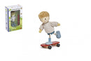 poppenhuispop jongen op skateboard hout 9x3,5x10 cm