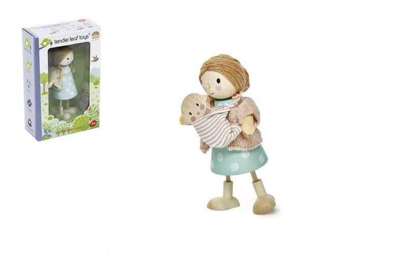 poppenhuispop moeder met baby 9x4,5x11,5 cm