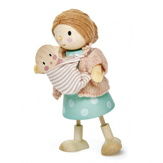poppenhuispop moeder met baby 9x4,5x11,5 cm