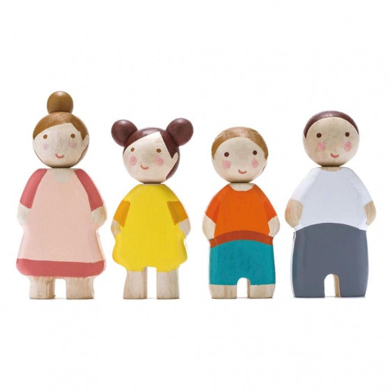 poppenhuispoppen familie 4 stuks hout