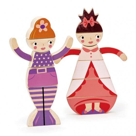 poppenhuispoppen zeemeermin en prinses hout