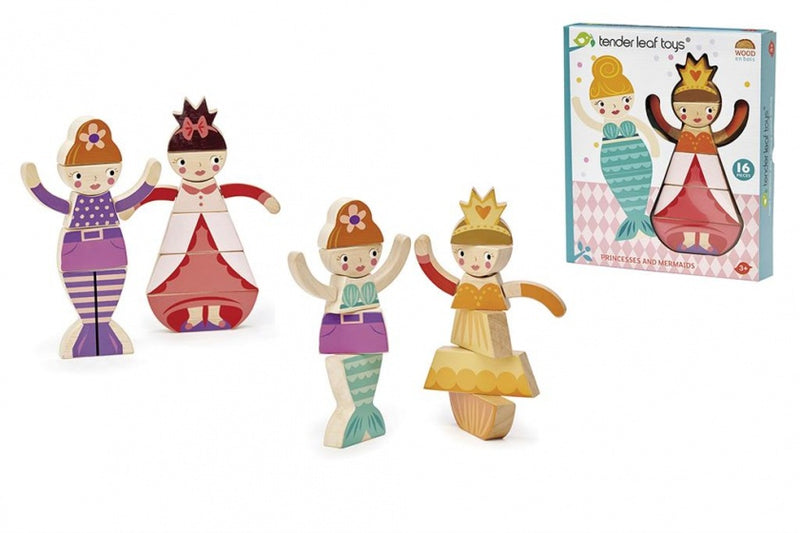 poppenhuispoppen zeemeermin en prinses hout