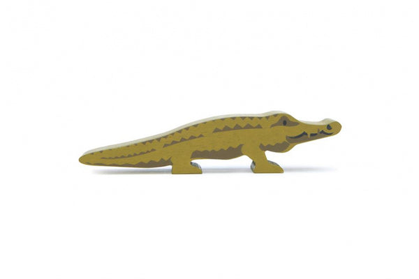 safaridier Krokodil 14,9 x 3 cm hout groen
