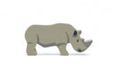 safaridier Neushoorn junior 11,6 cm hout grijs