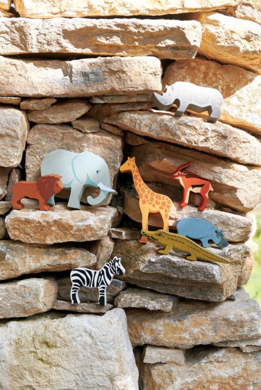 dierenset Safari 37 x 32 cm hout 9-delig