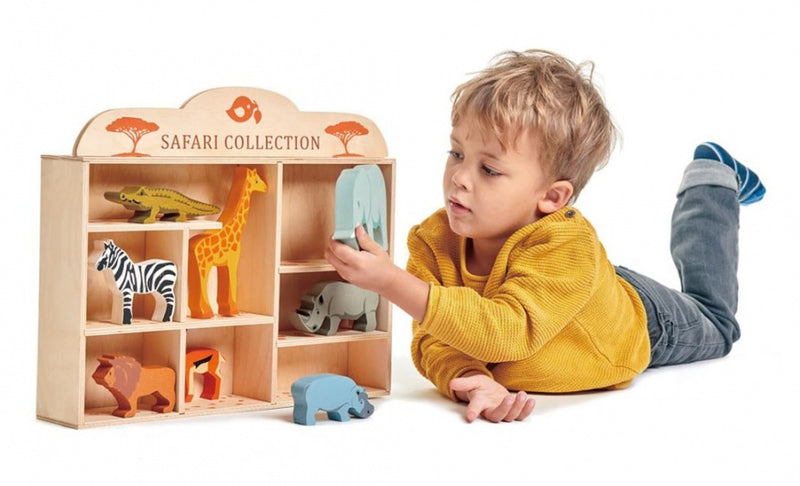 dierenset Safari 37 x 32 cm hout 9-delig