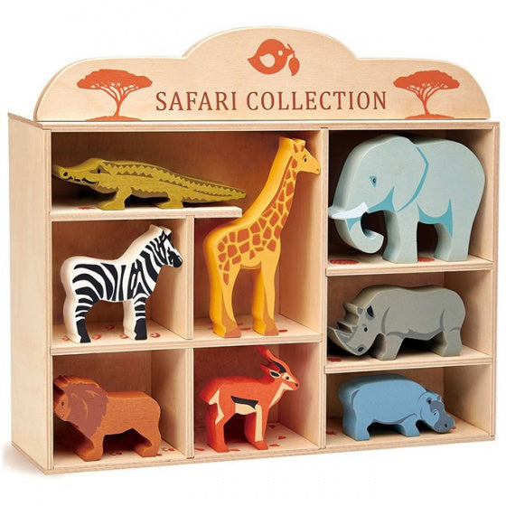 dierenset Safari 37 x 32 cm hout 9-delig