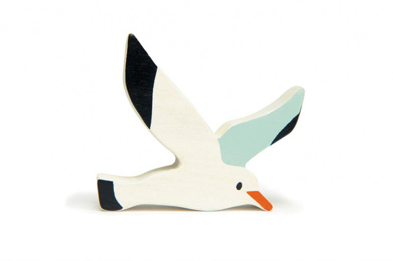 zeedier Zeemeeuw junior 6,8 cm hout wit/zwart