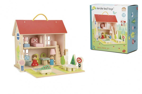 draagbare speelset poppenhuis junior 18-delig