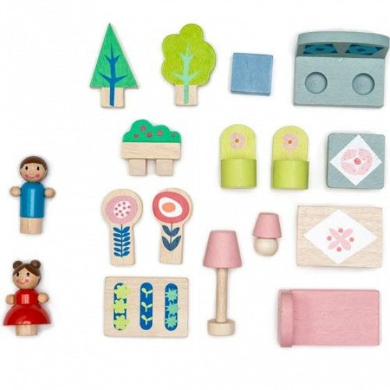 draagbare speelset poppenhuis junior 18-delig