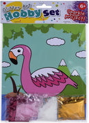 flamingo tekening met glitter 21 cm