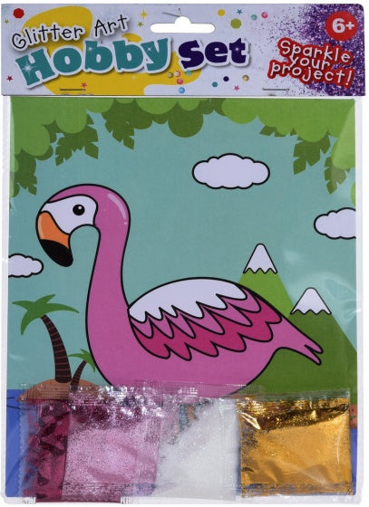 flamingo tekening met glitter 21 cm