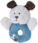 grijpring hondje pluche 12 cm blauw/wit
