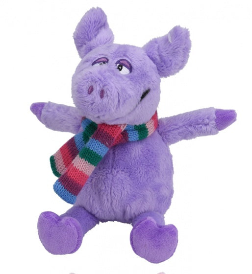 knuffelvarken met sjaal 19 cm paars
